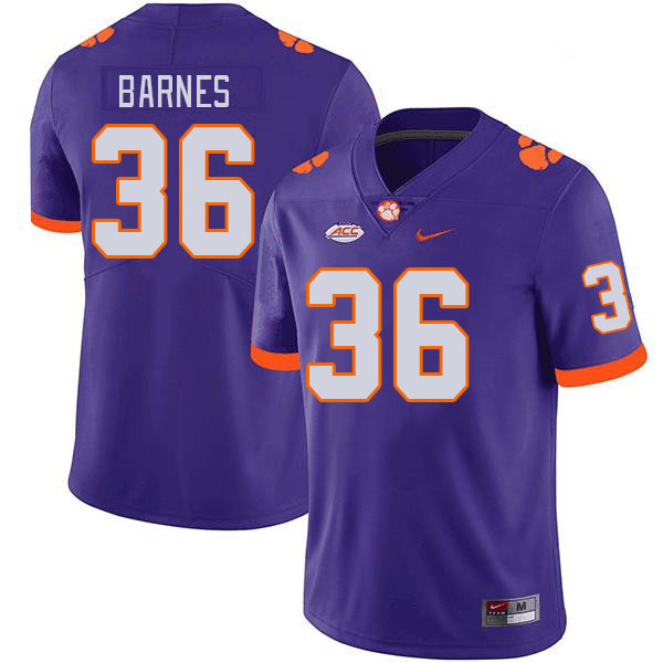 Men #36 Khalil Barnes Clemson Tigers College Football Jerseys Stitched-Purple - Click Image to Close